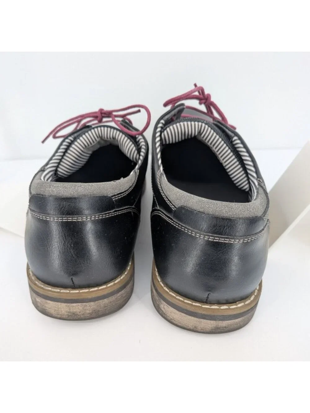 Oxford Derby Shoes Black Faux Leather Preppy Academia Everyday Comfort Size 10 M